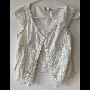 Darling white cotton and lace top, Xhileration size XS